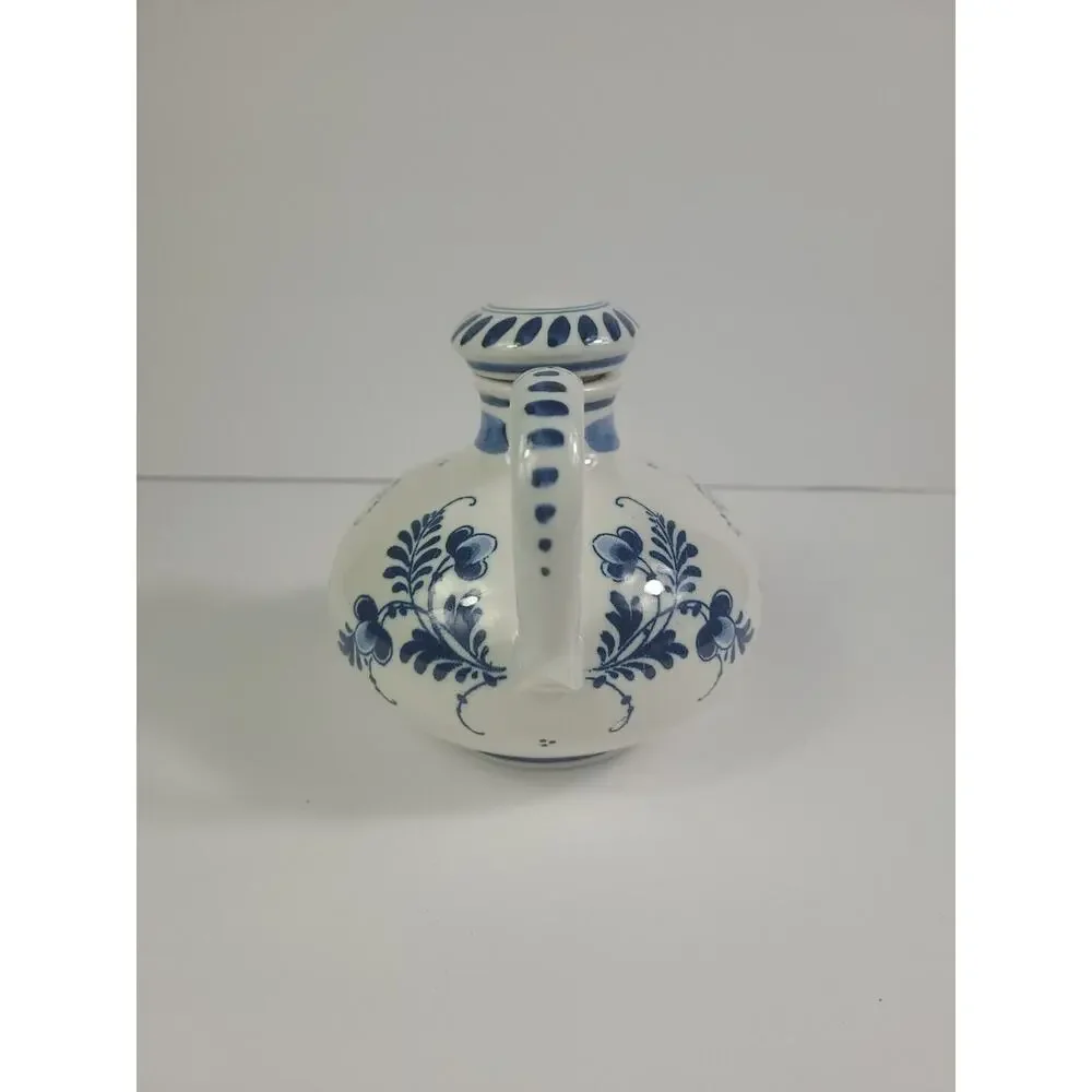 Delft Holland Vintage Hand Painted Blue White Windmills Zenith Carafe Dutch BOLS